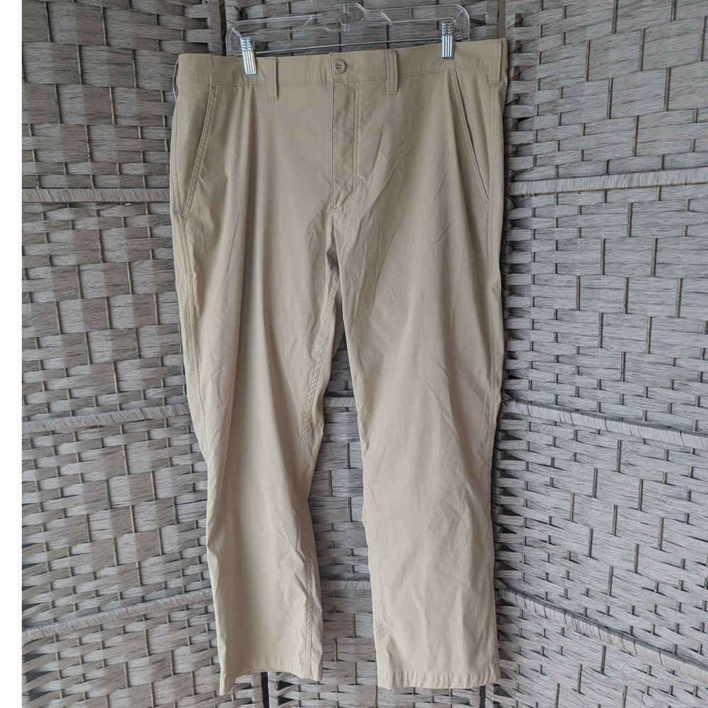 Eddie Bauer Hiking Pants Tan Chino Performance Fabric Sz 40x30 Outdoors Utility
